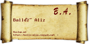 Balló Aliz névjegykártya